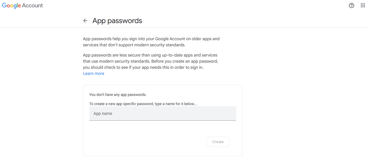 Google App Password Setup