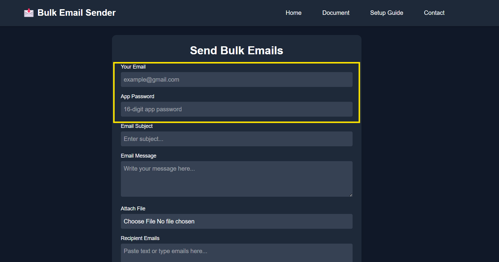 Enter Your Email Credentials